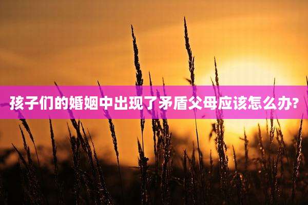 孩子们的婚姻中出现了矛盾父母应该怎么办?
