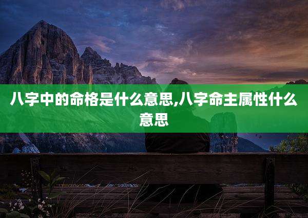 八字中的命格是什么意思,八字命主属性什么意思