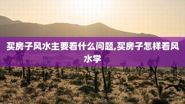 买房子风水主要看什么问题,买房子怎样看风水学