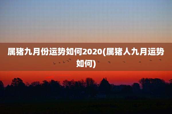 属猪九月份运势如何2020(属猪人九月运势如何)