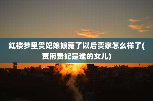 红楼梦里贵妃娘娘薨了以后贾家怎么样了(贾府贵妃是谁的女儿)