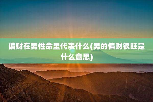 偏财在男性命里代表什么(男的偏财很旺是什么意思)