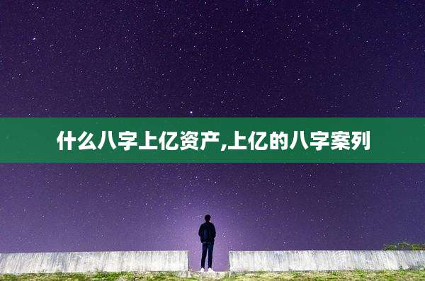 什么八字上亿资产,上亿的八字案列