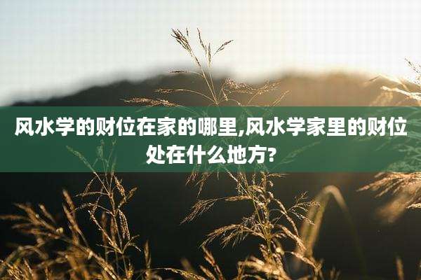 风水学的财位在家的哪里,风水学家里的财位处在什么地方?