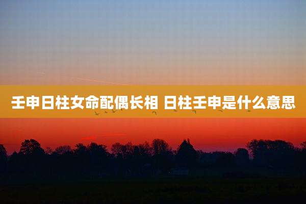 壬申日柱女命配偶长相 日柱壬申是什么意思