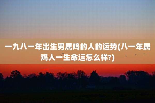 一九八一年出生男属鸡的人的运势(八一年属鸡人一生命运怎么样?)
