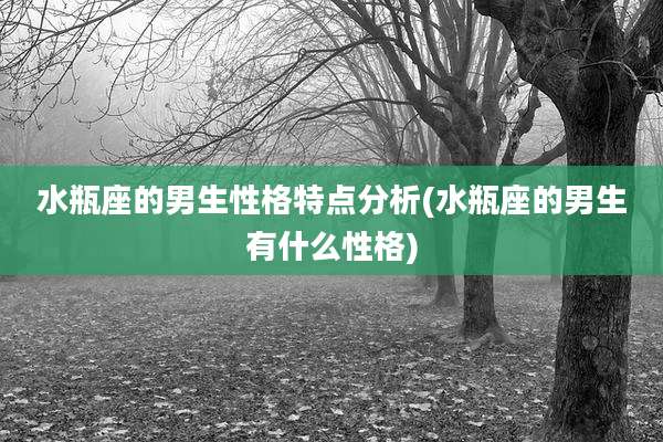 水瓶座的男生性格特点分析(水瓶座的男生有什么性格)