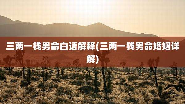 三两一钱男命白话解释(三两一钱男命婚姻详解)