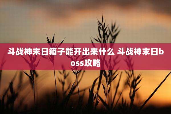 斗战神末日箱子能开出来什么 斗战神末日boss攻略