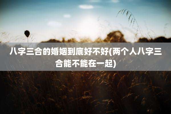 八字三合的婚姻到底好不好(两个人八字三合能不能在一起)