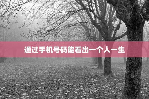 通过手机号码能看出一个人一生
