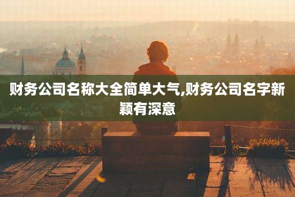 财务公司名称大全简单大气,财务公司名字新颖有深意