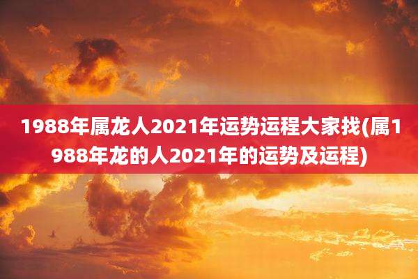 1988年属龙人2021年运势运程大家找(属1988年龙的人2021年的运势及运程)