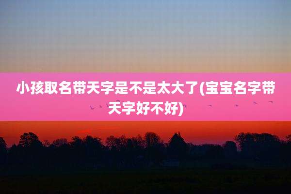 小孩取名带天字是不是太大了(宝宝名字带天字好不好)
