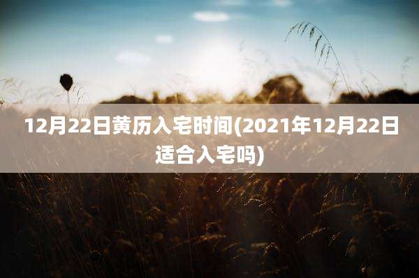 12月22日黄历入宅时间(2021年12月22日适合入宅吗)
