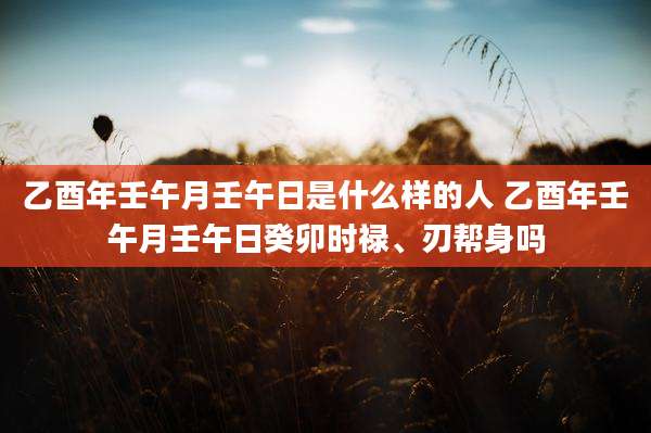 乙酉年壬午月壬午日是什么样的人 乙酉年壬午月壬午日癸卯时禄、刃帮身吗