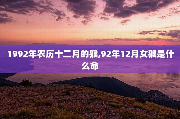 1992年农历十二月的猴,92年12月女猴是什么命