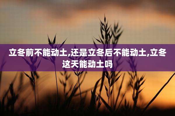 立冬前不能动土,还是立冬后不能动土,立冬这天能动土吗
