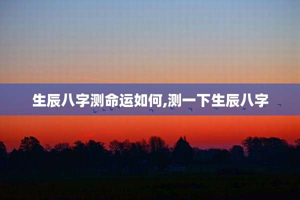 生辰八字测命运如何,测一下生辰八字