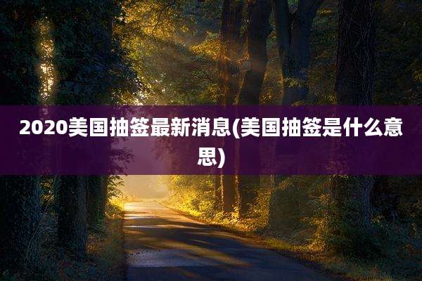 2020美国抽签最新消息(美国抽签是什么意思)