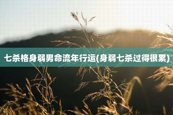 七杀格身弱男命流年行运(身弱七杀过得很累)