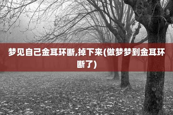 梦见自己金耳环断,掉下来(做梦梦到金耳环断了)
