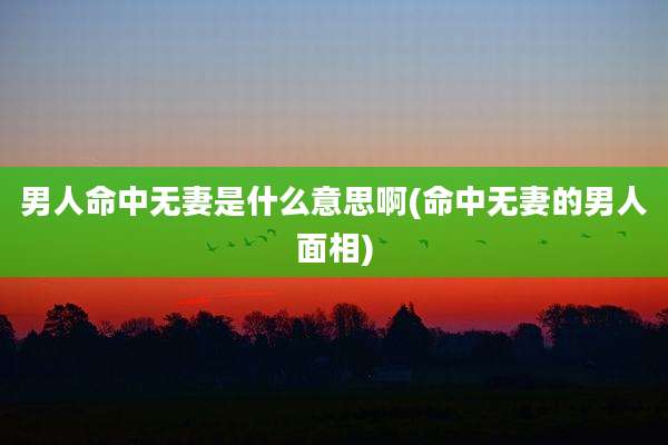 男人命中无妻是什么意思啊(命中无妻的男人面相)