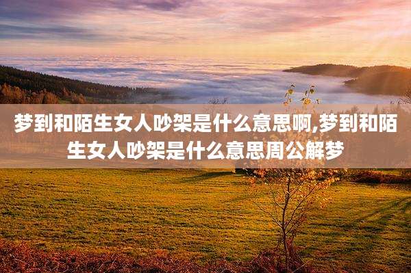 梦到和陌生女人吵架是什么意思啊,梦到和陌生女人吵架是什么意思周公解梦