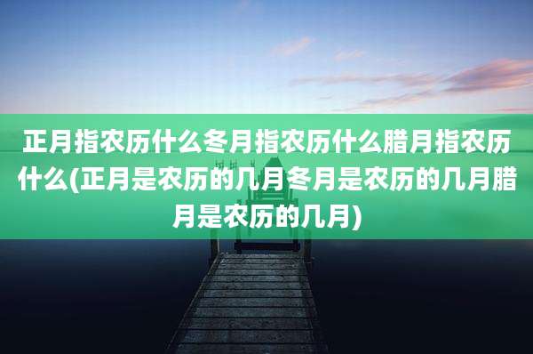 正月指农历什么冬月指农历什么腊月指农历什么(正月是农历的几月冬月是农历的几月腊月是农历的几月)