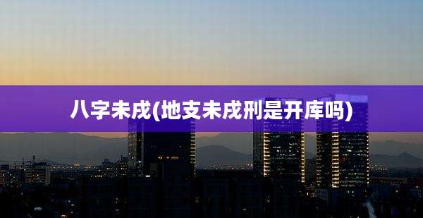 八字未戌(地支未戌刑是开库吗)