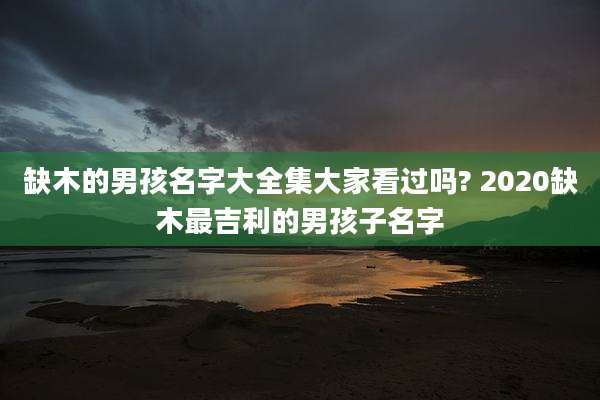 缺木的男孩名字大全集大家看过吗? 2020缺木最吉利的男孩子名字