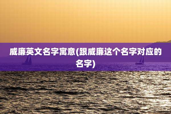 威廉英文名字寓意(跟威廉这个名字对应的名字)