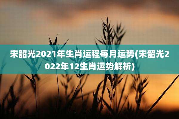 宋韶光2021年生肖运程每月运势(宋韶光2022年12生肖运势解析)