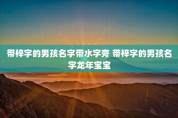 带梓字的男孩名字带水字旁 带梓字的男孩名字龙年宝宝