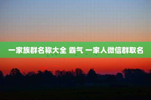 一家族群名称大全 霸气 一家人微信群取名
