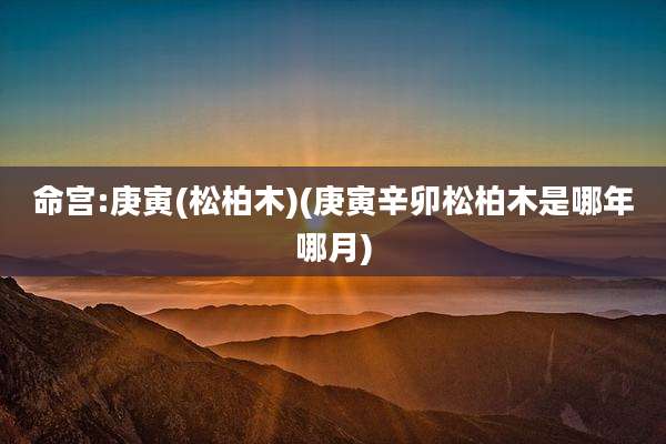 命宫:庚寅(松柏木)(庚寅辛卯松柏木是哪年哪月)