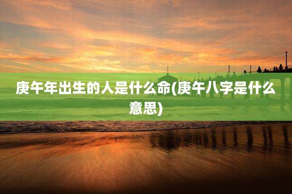 庚午年出生的人是什么命(庚午八字是什么意思)