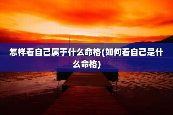 怎样看自己属于什么命格(如何看自己是什么命格)