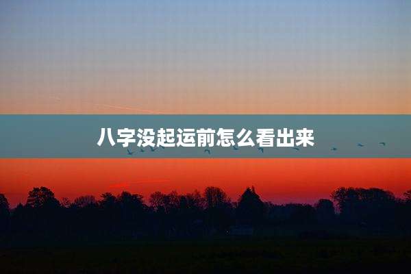 八字没起运前怎么看出来