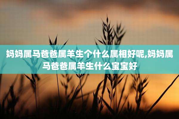 妈妈属马爸爸属羊生个什么属相好呢,妈妈属马爸爸属羊生什么宝宝好
