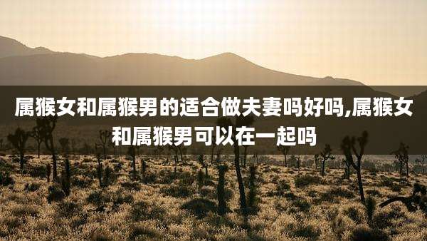 属猴女和属猴男的适合做夫妻吗好吗,属猴女和属猴男可以在一起吗