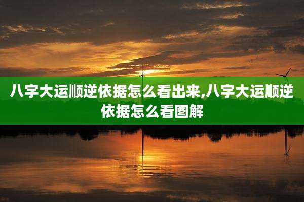 八字大运顺逆依据怎么看出来,八字大运顺逆依据怎么看图解