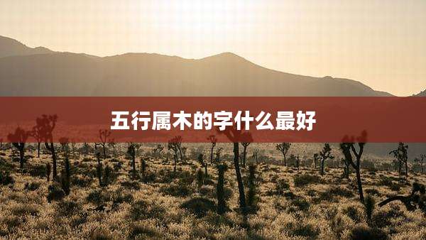 五行属木的字什么最好