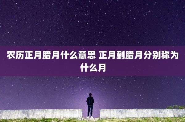 农历正月腊月什么意思 正月到腊月分别称为什么月