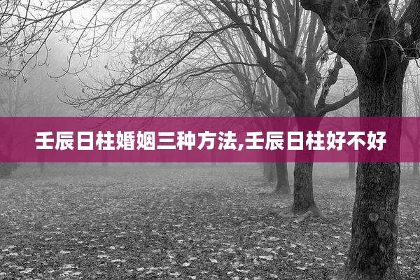 壬辰日柱婚姻三种方法,壬辰日柱好不好