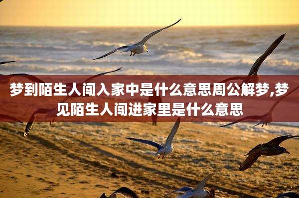 梦到陌生人闯入家中是什么意思周公解梦,梦见陌生人闯进家里是什么意思