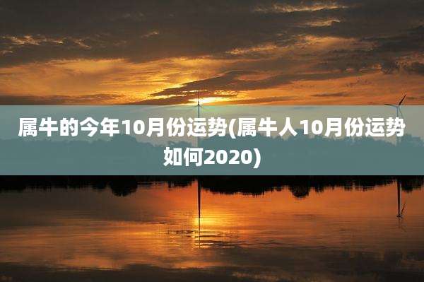 属牛的今年10月份运势(属牛人10月份运势如何2020)