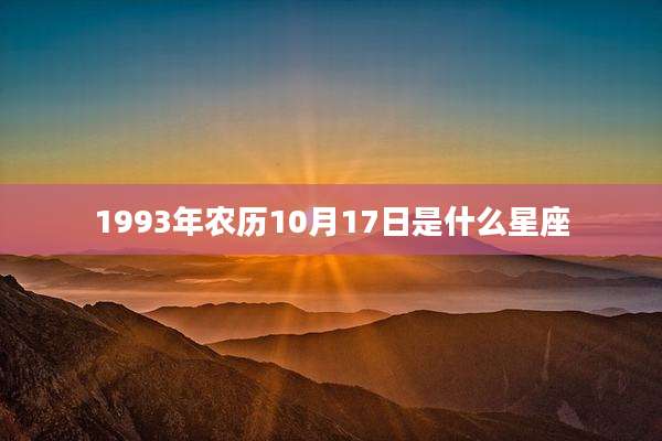 1993年农历10月17日是什么星座