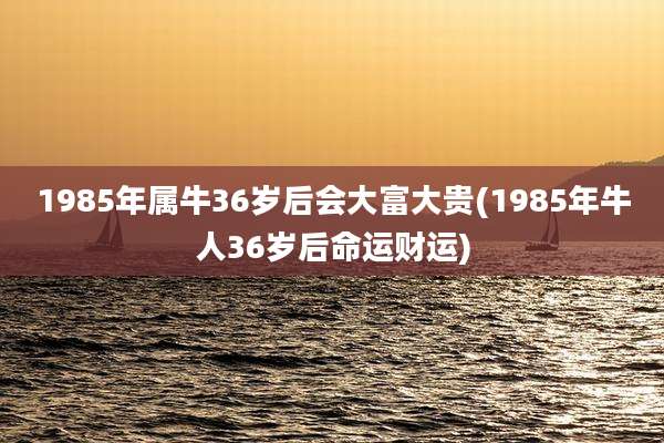 1985年属牛36岁后会大富大贵(1985年牛人36岁后命运财运)