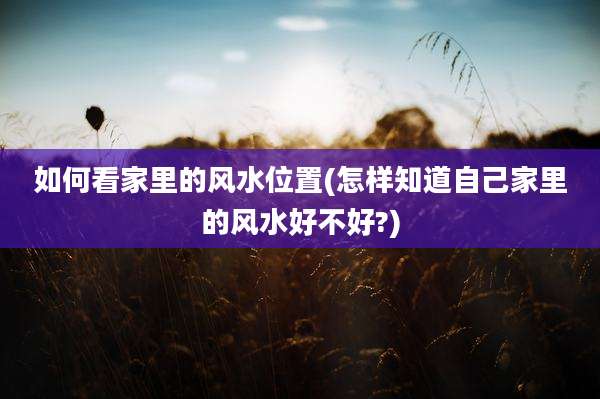 如何看家里的风水位置(怎样知道自己家里的风水好不好?)